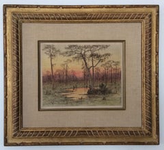 "Florida Everglades Sunset, " Luminist Hudson River School by Female Artist