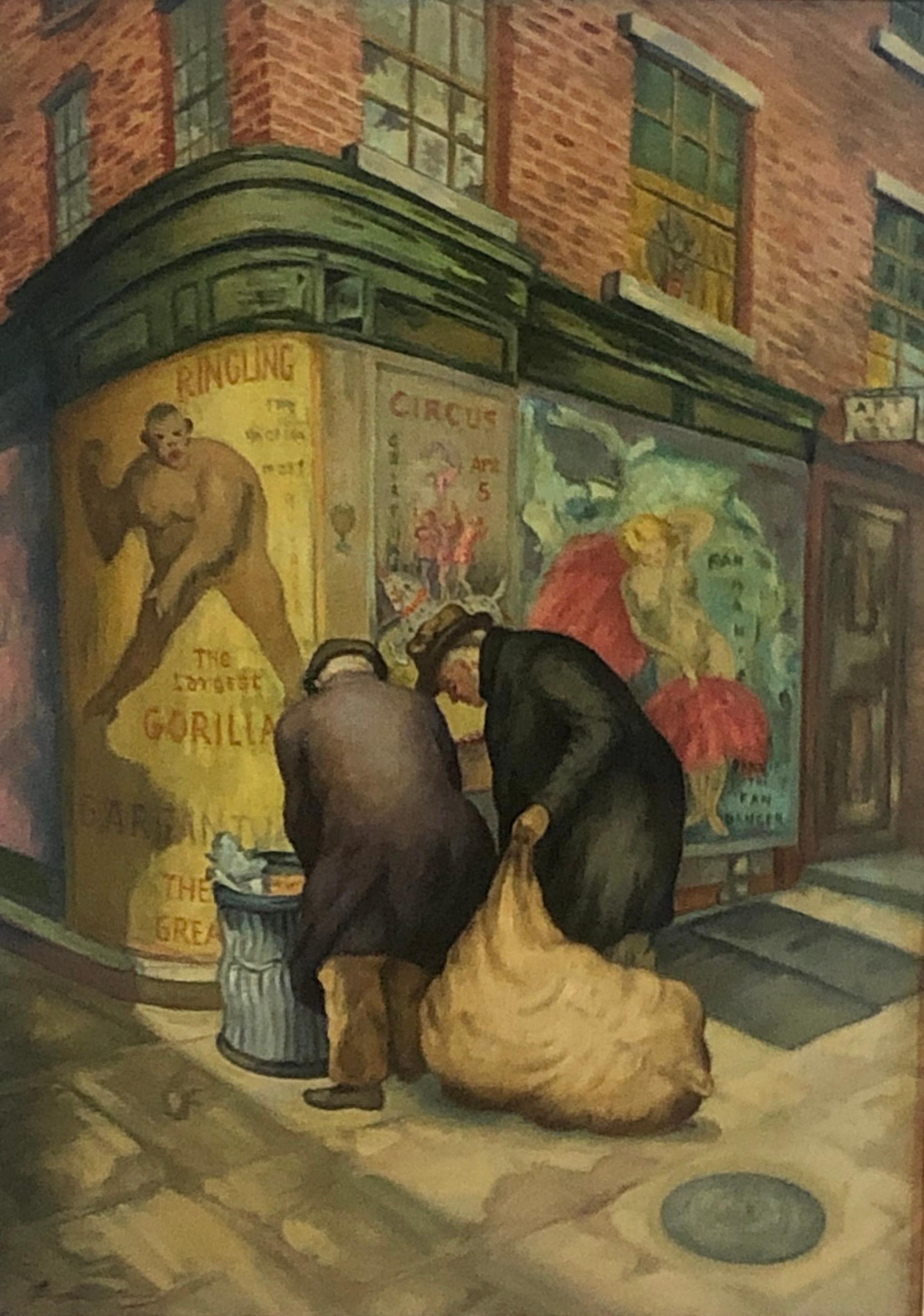 Thomas Attardi Figurative Painting – „Rag Pickers“ NYC Depression Ära WPA Amerikanische Szene Modernismus Figurative Realismus