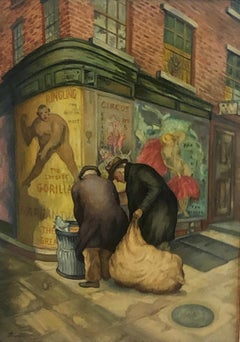 "Rag Pickers" NYC Depression Era WPA American Scene Modernism Figurative Realism