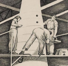 "Riviters" WPA modernism Mid-Century Workers Modern American Industrial Drawing