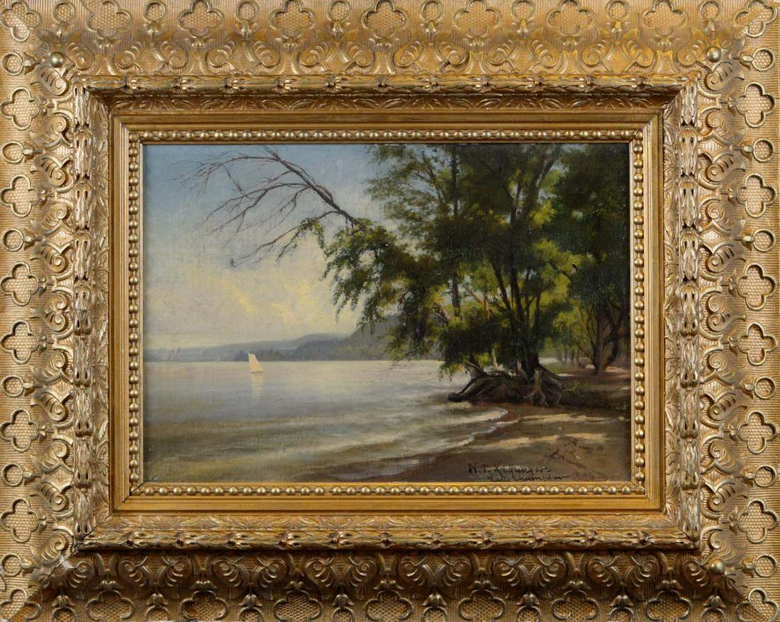 Nikolay Leganger Landscape Painting - "View from Crown Point, Lake Champlain, " Adirondacks, New York/Vermont Landscape