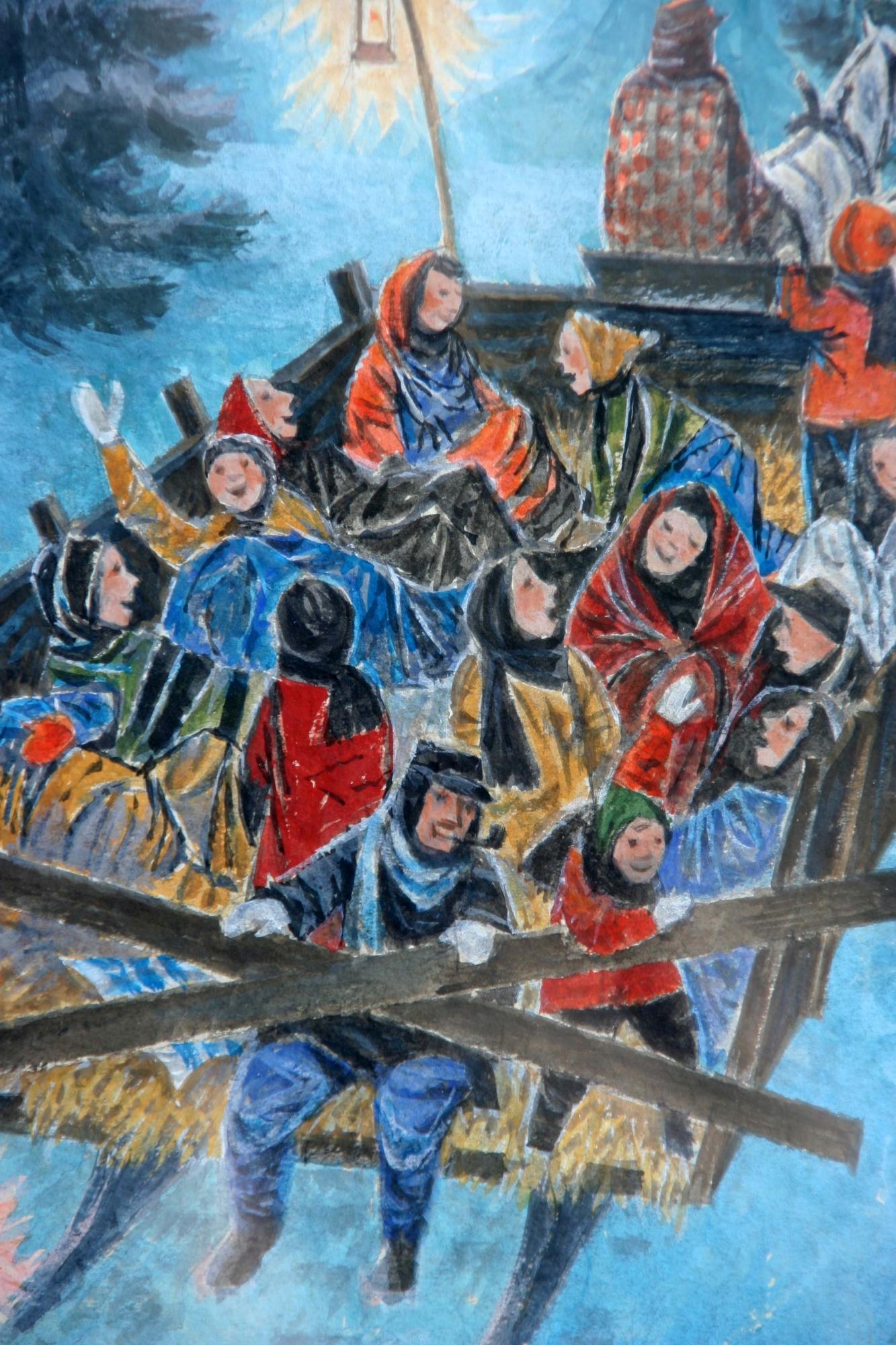 „Sleigh Ride, Winter“, Fletcher Martin, Woodstock, Holiday-Szene Illustration 3