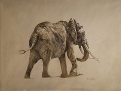 "African Elephant Walking," Spencer Hodge, Safari Wildlife Animals, Realism