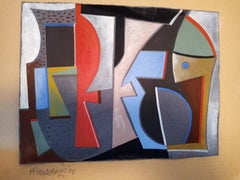 Italian Abstract Work on Paper Color Field Non-Objective European Mid-Century