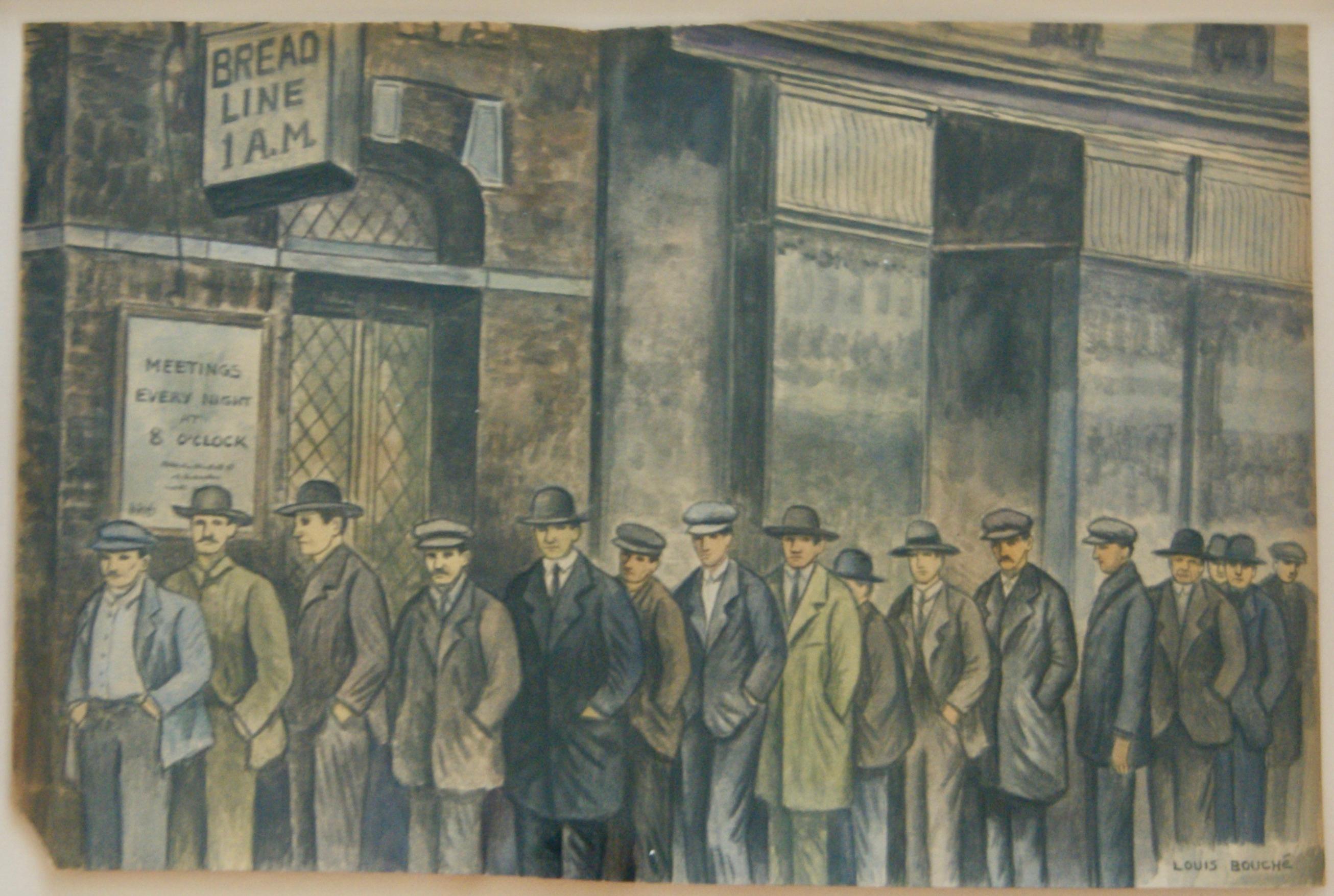 Louis Bouché Figurative Art - ON LINE Depression Era WPA American Scene Modernism Realism Drawing Watercolor