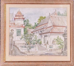 "Mondop Wat Po, Thailand, " Frances Roosevelt, Watercolor Asian Landscape