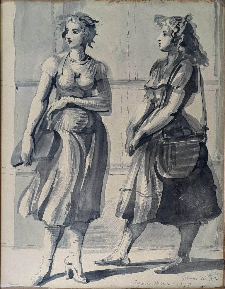 Reginald Marsh (1898 - 1954) 
Two Women Walking, Granville, New York, 1948
Watercolor and ink on paper
10 x 7 1/2 inches
Signed, dated, and inscribed lower right

Provenance:
Private Collection, Nyack, New York

Reginald Marsh was born in Paris,