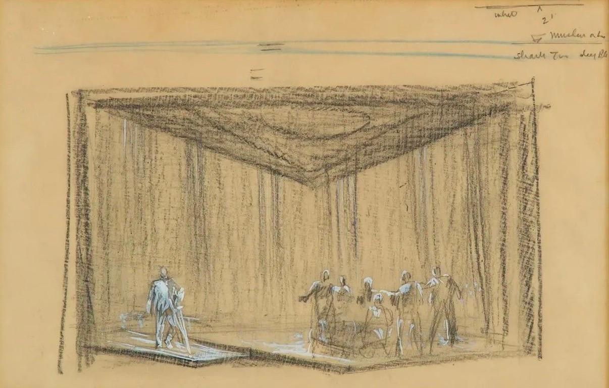 ""Katze auf einem heißen Zinnofen" Original Broadway-Set Design Mitte des 20. Jahrhunderts Amerikanisch 