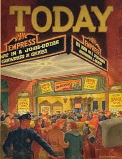 Magazine Cover Illustration Mid 20th Century Modern Theatre Broadway Realism WPA