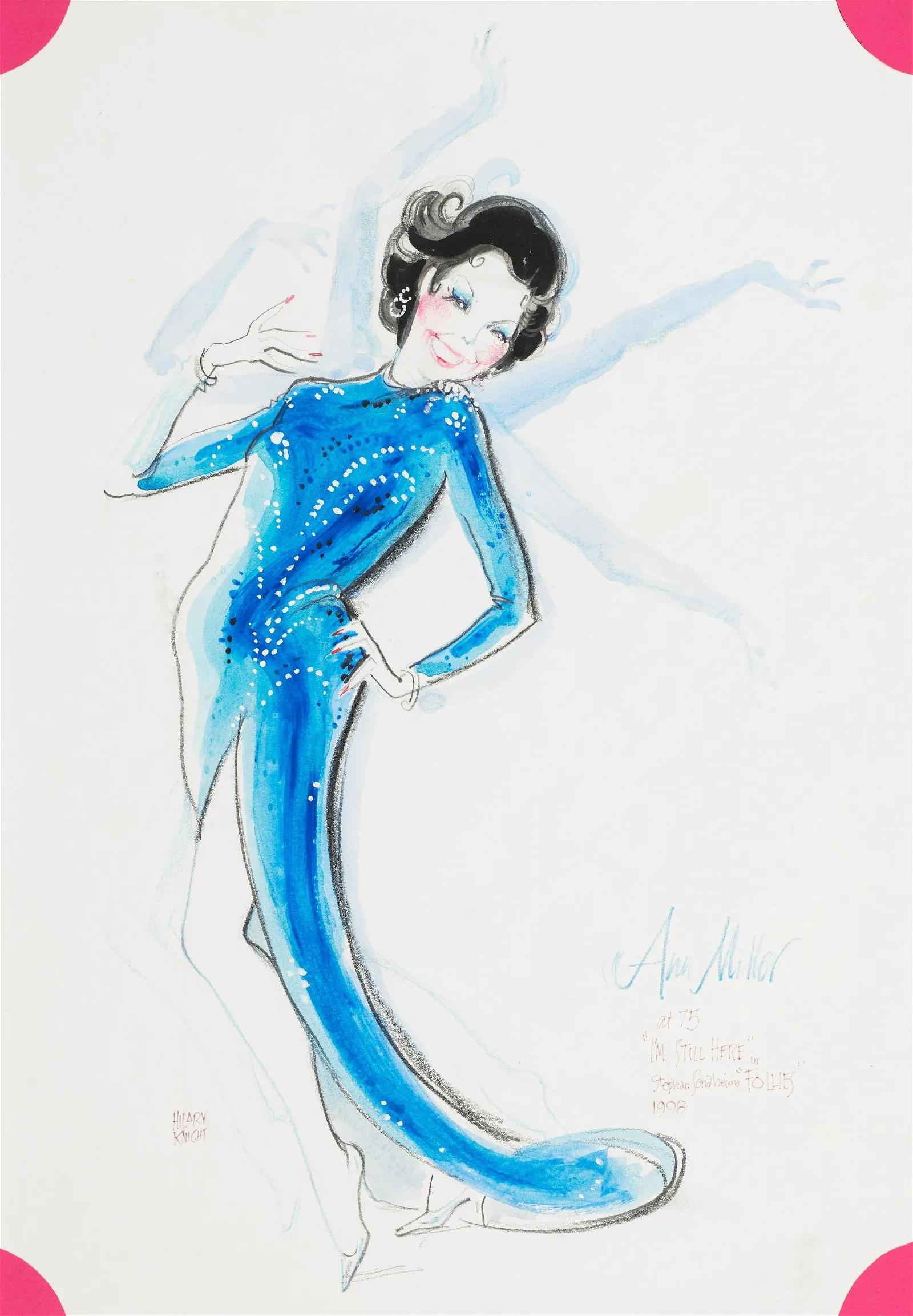 Ann Miller in Follies Broadway, Musik, zeitgenössische Zeichnung, Illustration Eloise