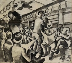 Vintage NYC Subway Mid 20th Century American Scene Social Realism WPA Modern 1930s