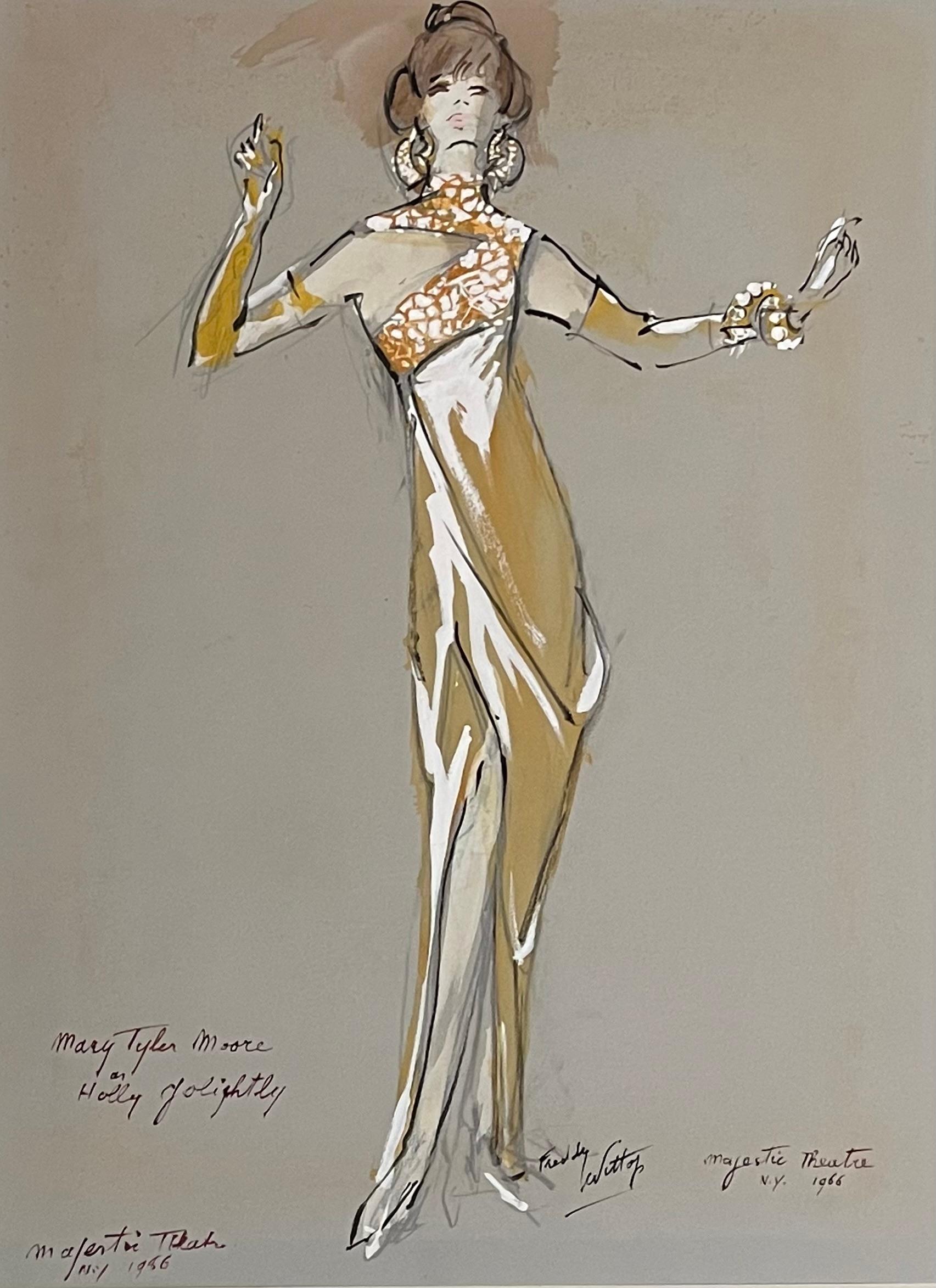 Mary Tyler Moore "Breakfast at Tiffany's" Original Broadway Costume Design 1960s - Mixed Media Art by Freddy Wittop