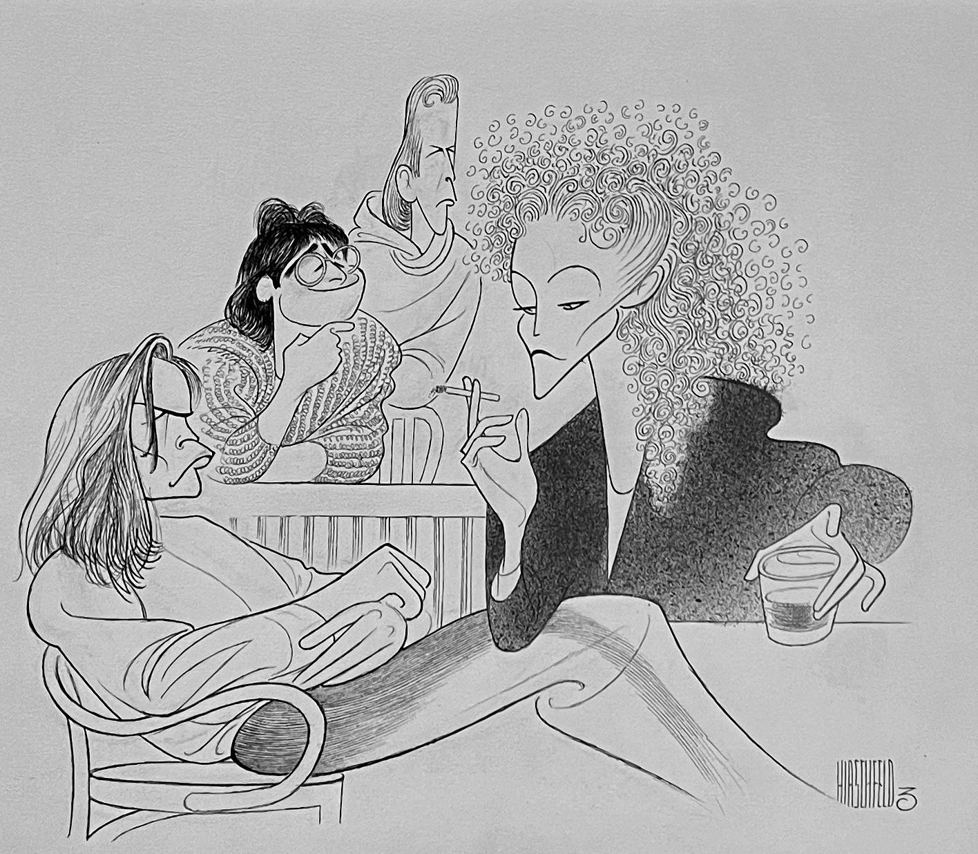 Figurative Art Albert Al Hirschfeld - Burn This Broadway Play - John Malkovich Caricature - Publi�é dans le NY Times 1987