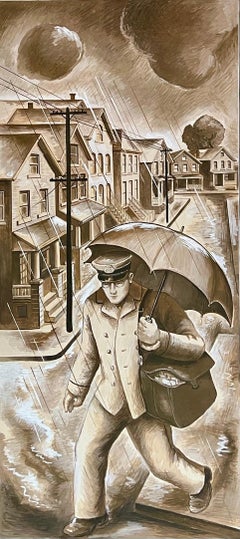 WPA Bronx Post Office Mural Study American Scene Social Realism 20th Century