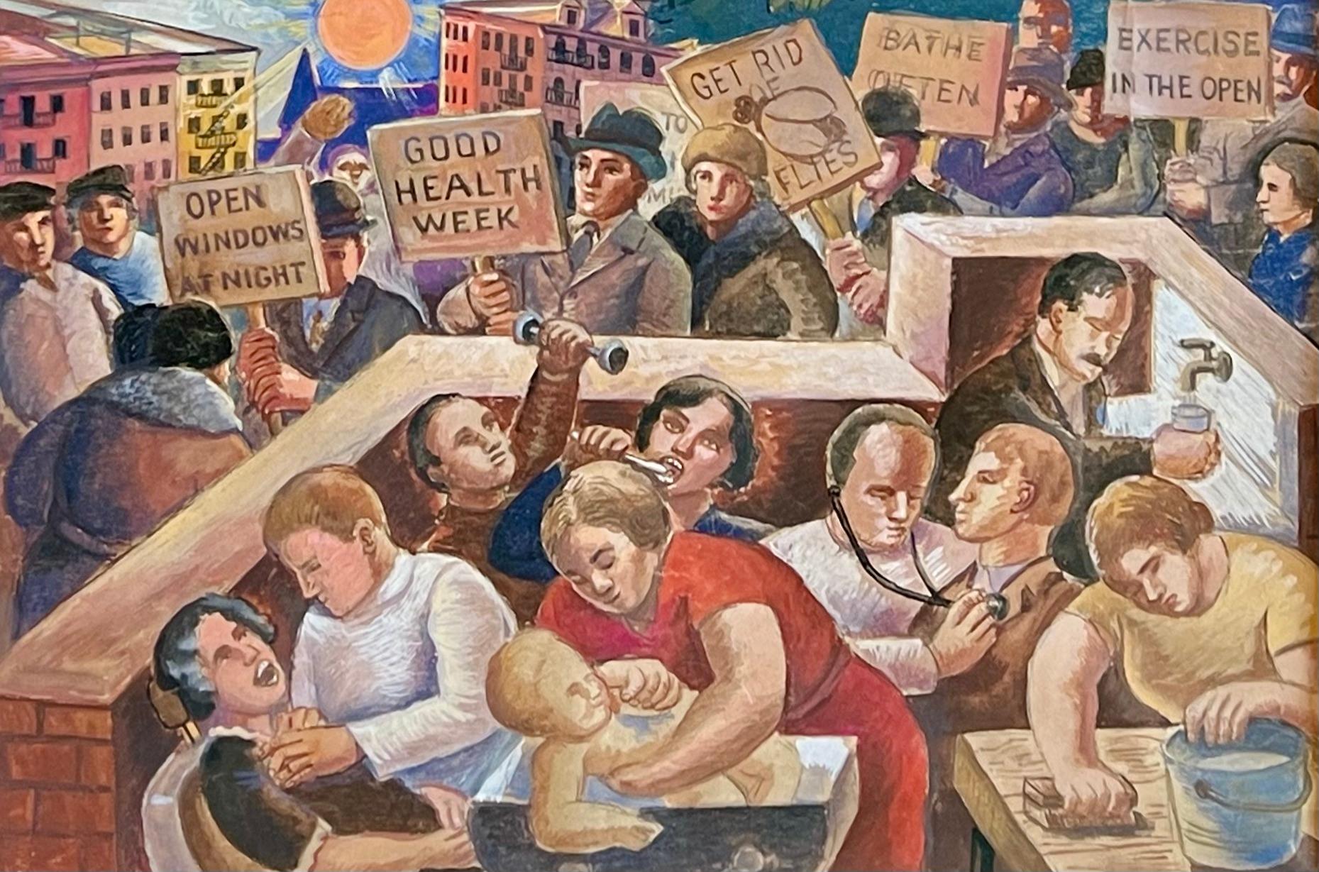 „Good Health Week“ WPA Amerikanische Szene Mitte des 20. Jahrhunderts Moderner sozialer Realismus 