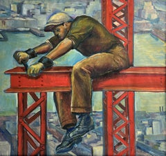 Peinture murale industrielle WPA, Scène américaine moderne, 20e siècle, réalisme social moderne
