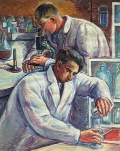 Chemists American Scene Mid 20th Century Modern Social Realism WPA Science Mural