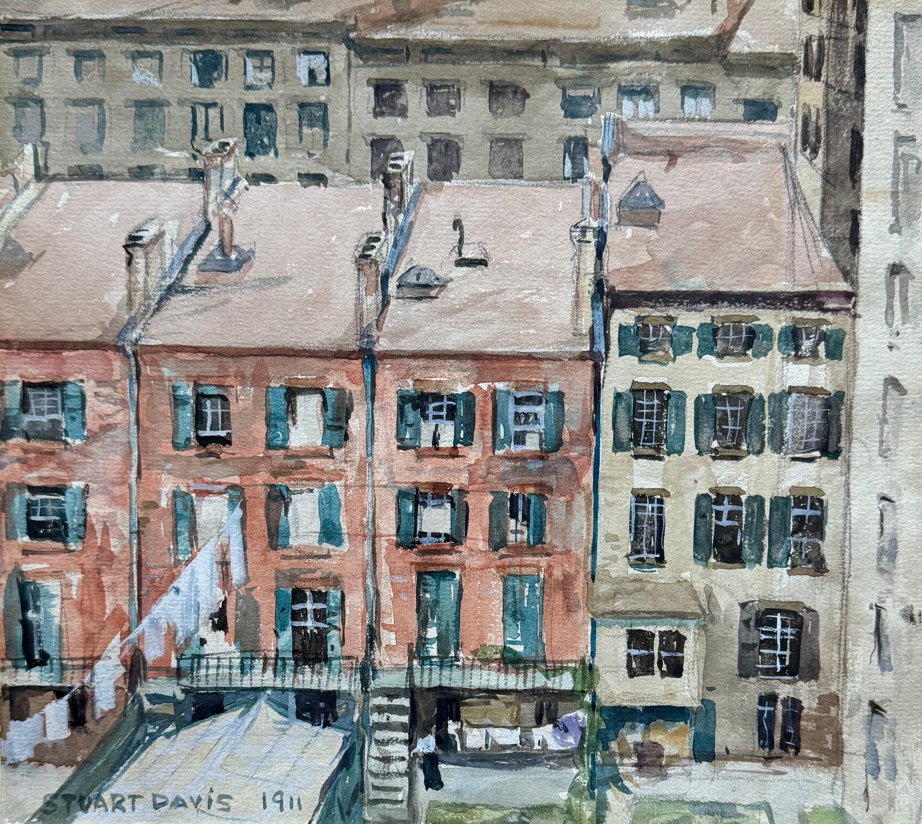 „Backyards“, Aquarell, Fauvismus, Sozialrealismus, amerikanische Szene, frühes 20. Jahrhundert