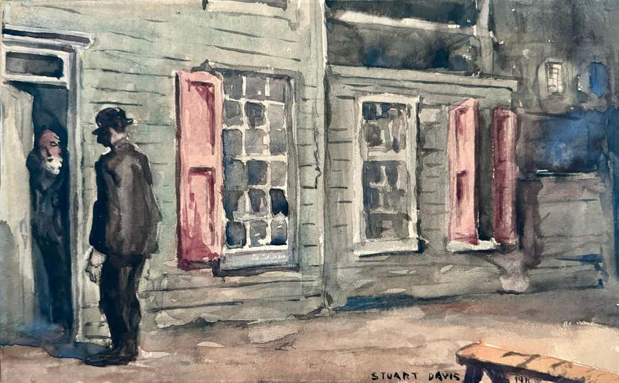 Answering the Door Early 20th Century w/c Fauvism Social Realism American Scene