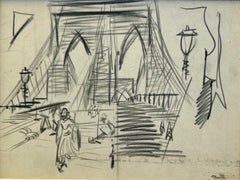 Brooklyn Bridge NYC American Scene Ashcan 20th Century Social Realism Modern