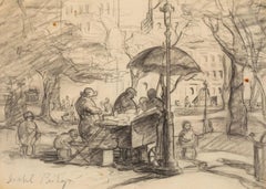 NYC Park Scene Amerikanische Szene Sozialer Realismus WPA Frau Künstlerin Ashcan Realismus