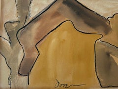 "Barns" Watercolor Mid-20th Century Modern Abstract Realism Excellent Provenance