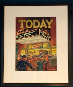 Magazine Cover Illustration Mid 20th Century Modern Theatre Broadway Realism WPA