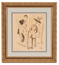 "My Fair Lady" 1958 West End Theatre Costume Drawing Mid 20th Century Modern