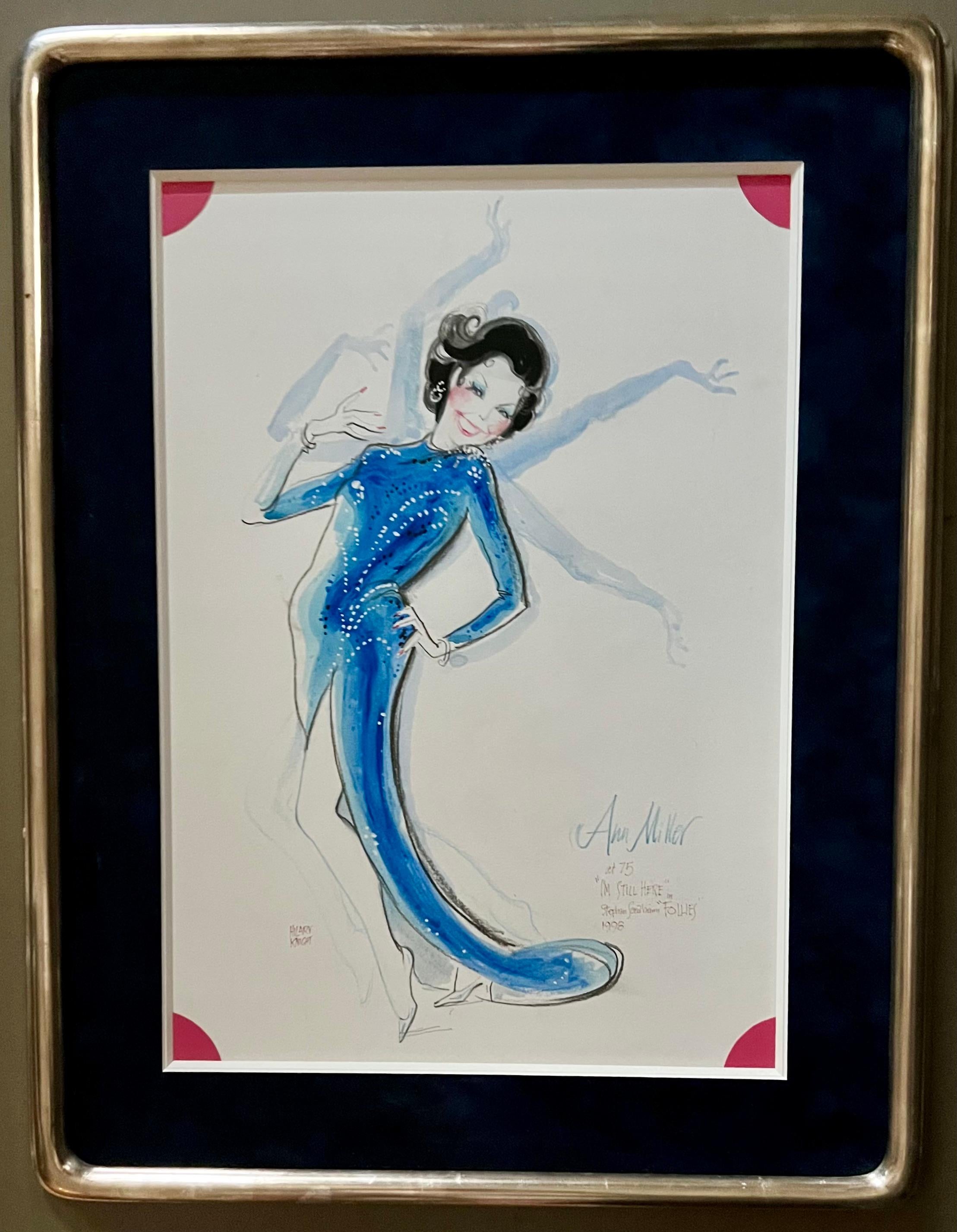 Ann Miller in Follies Broadway - Illustration de dessin musical contemporain d'Eloise - Performance Mixed Media Art par Hilary Knight