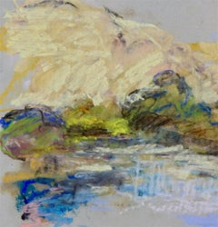 Abstrakte Landschaft Mitte des 20. Jahrhunderts Arbeit auf Papier Hamptons, NY, Pastell-Zeichnung