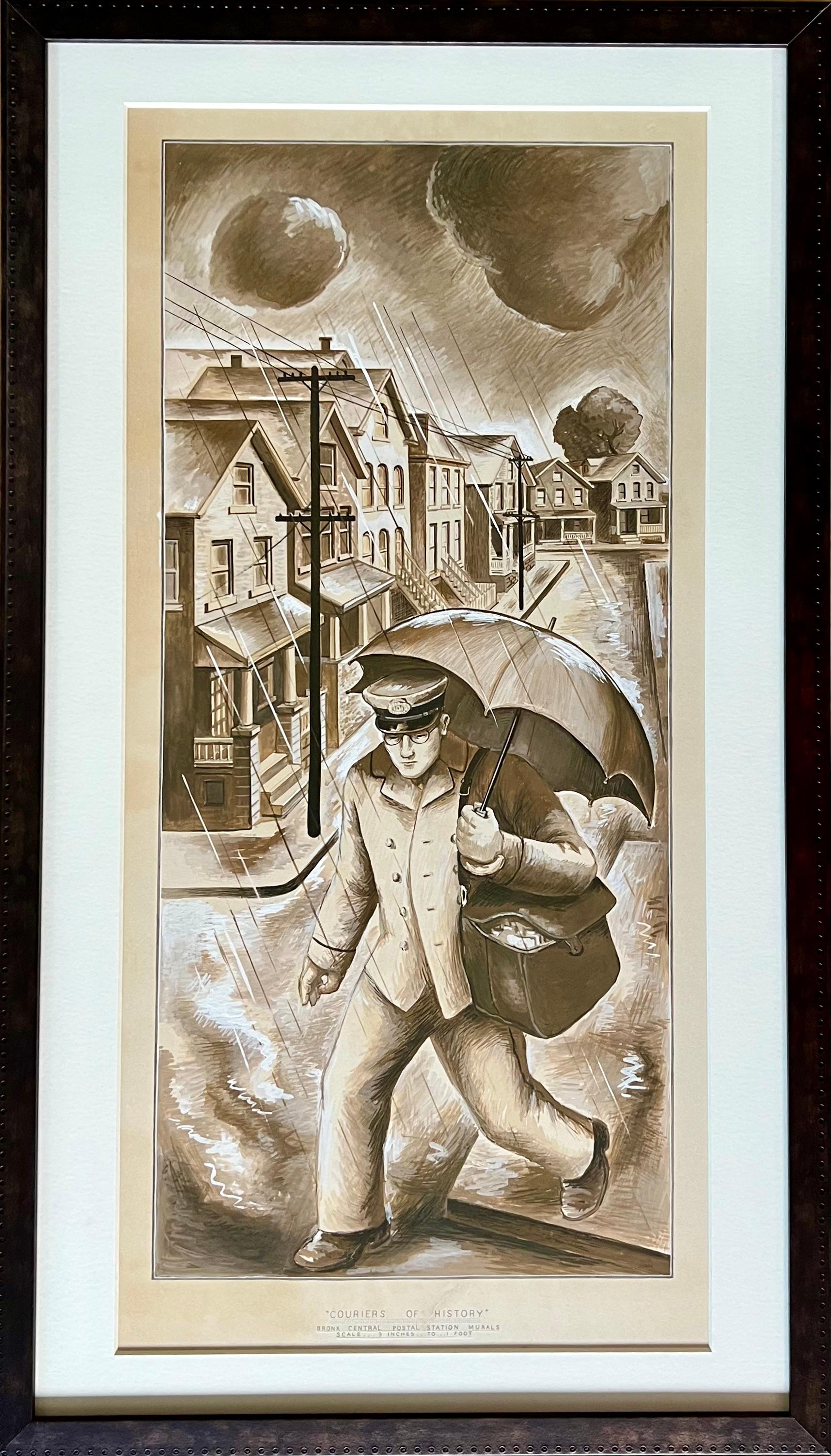 WPA Bronx Post Office Studio murale Scena americana Realismo sociale XX secolo - Art American Modern di Jo Cain