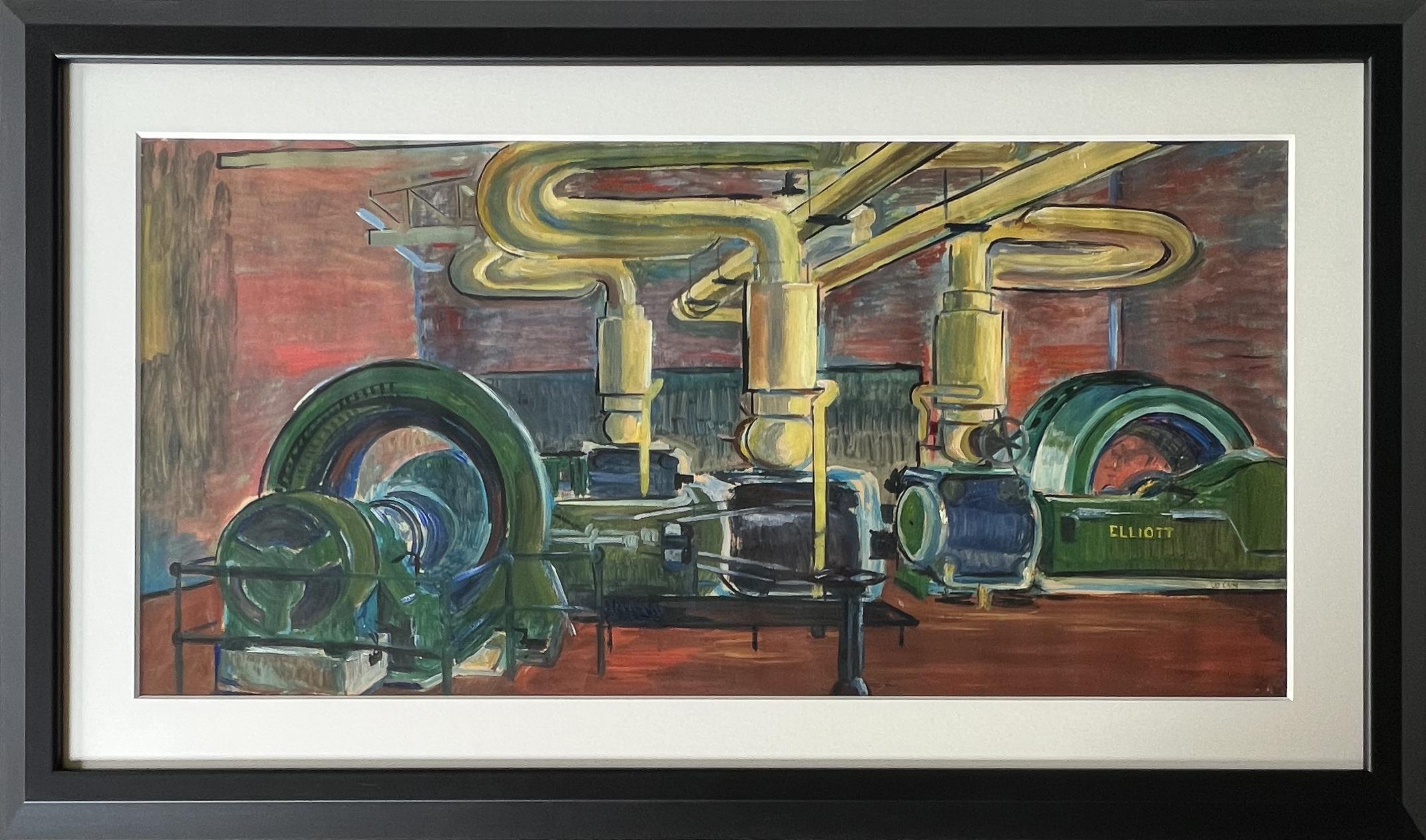 Machine Age Industrial WPA Era Industries Scène américaine Réalisme social Milieu du 20e siècle - Art de Jo Cain