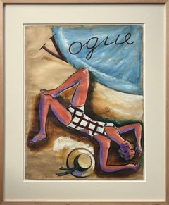 "Vogue" Magazine Cover Proposal 20th Century Modernism American Beach Scene Man