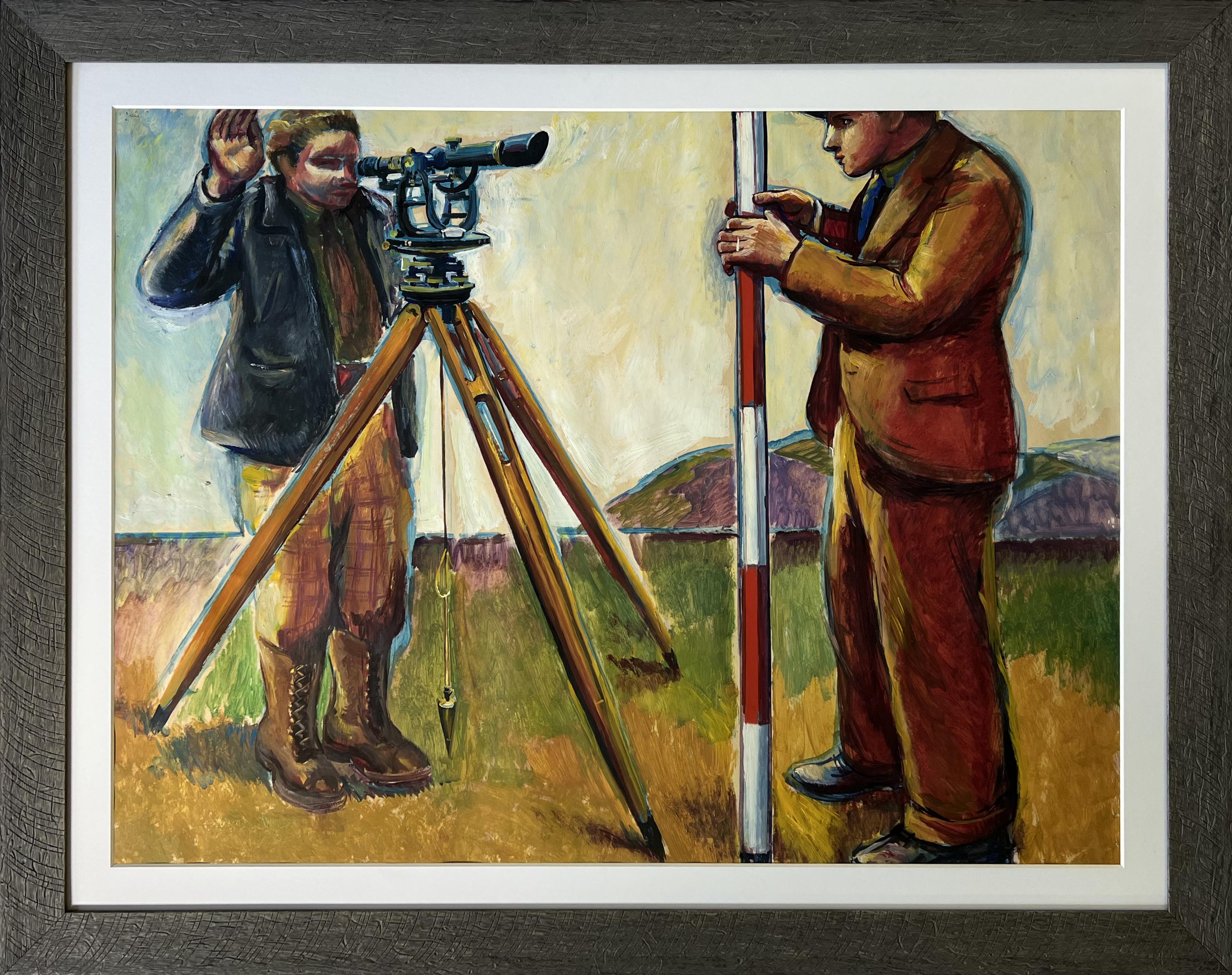 Surveyors WPA Amerikanische Szene Mitte des 20. Jahrhunderts Moderner Sozialrealismus Männer arbeiten – Art von Jo Cain