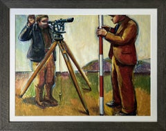 Surveyeurs WPA américains du milieu du 20e siècle, réalisme social moderne, hommes travaillant