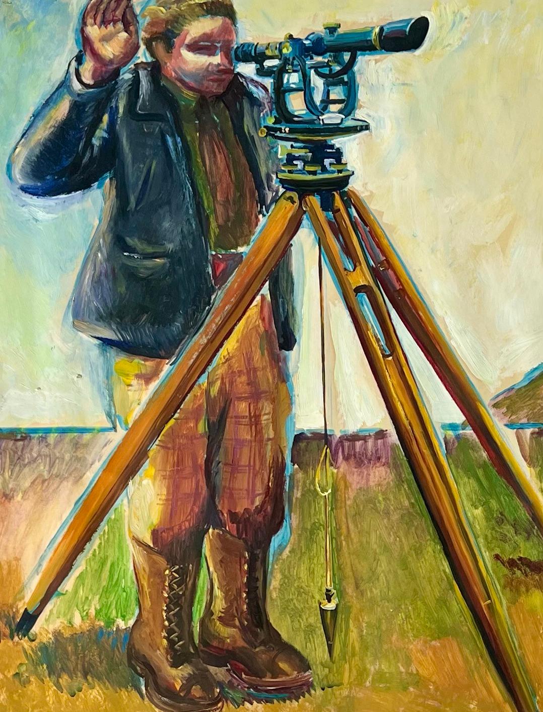 Surveyors WPA American Scene Mid 20th Century Modern Social Realism Men Working - American Realist Art by Jo Cain