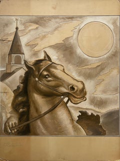 Bronx Post Office Mural Study WPA Horse Social Realism Mid 20th Century Modern