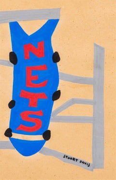 "NY Street Signs" Mid-20th Century WPA 1938 Modernist Abstract Realism Pop Art