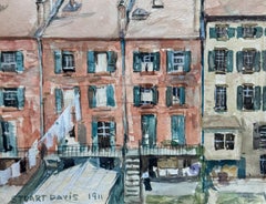 "Backyards" Early 20th Century Watercolor Fauvism Social Realism American Scene