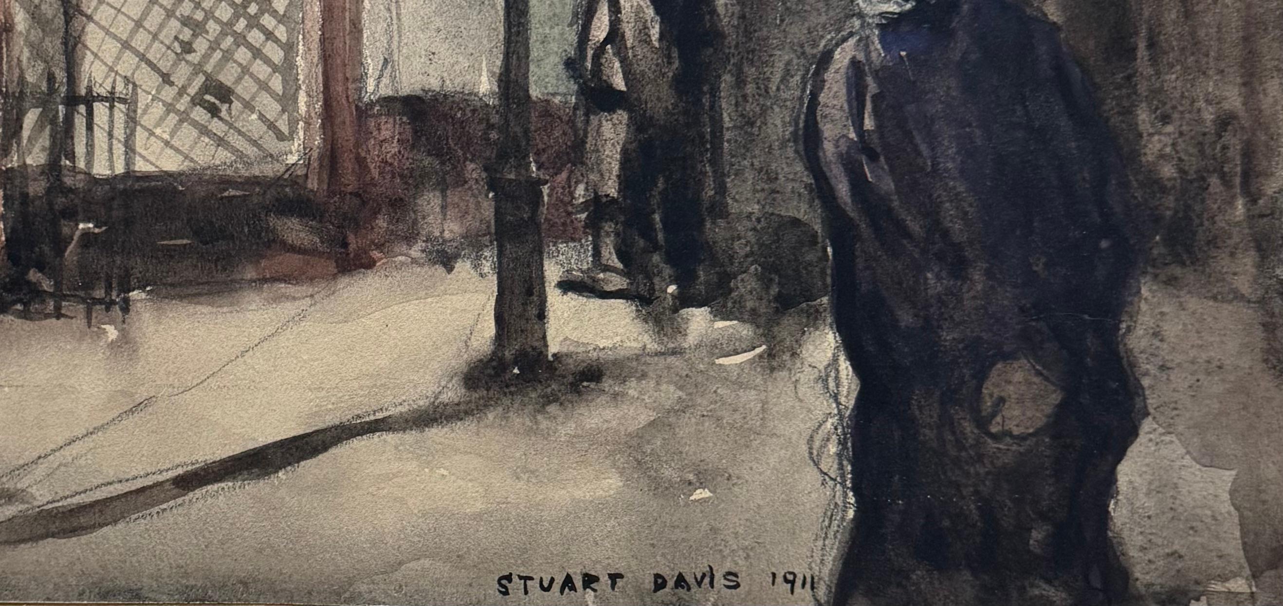 Two Men on a Street Early 20th Century w/c Fauvism Social Realism American Scene - Art by Stuart Davis