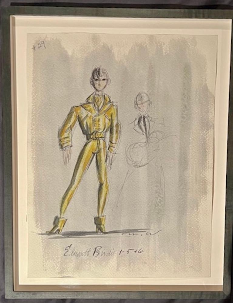 BYE BYE BIRDIE Original 1960 Broadway Musical Costume Drawing Tony Award Elvis - American Modern Art by Miles White