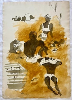 Famiglia in spiaggia WPA Modernismo Scena americana Realismo sociale Metà del XX secolo