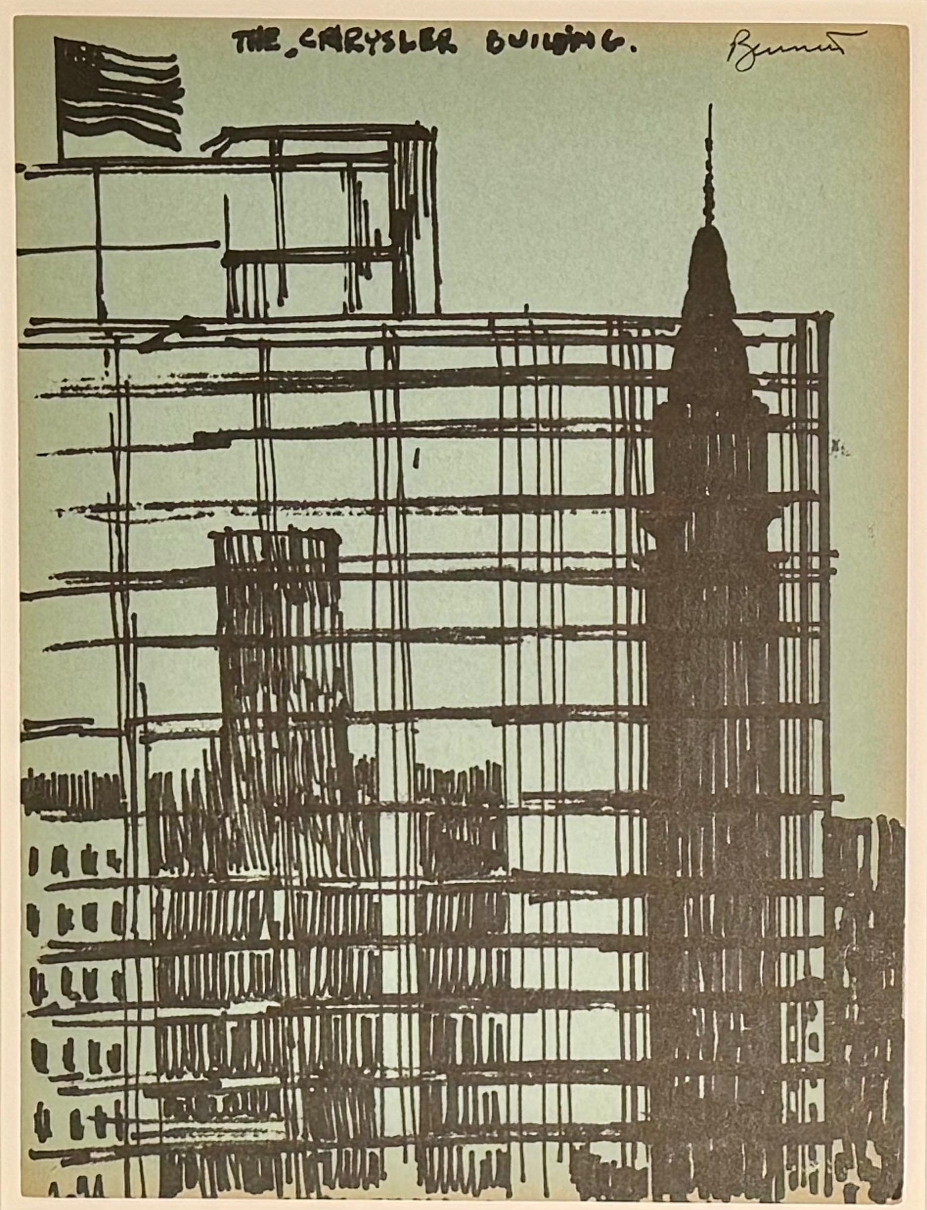 Legendary Tony Bennett Original NYC "Chrysler Building" Contemporary Drawing