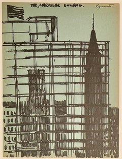 Vintage Legendary Tony Bennett Original NYC "Chrysler Building" Contemporary Drawing