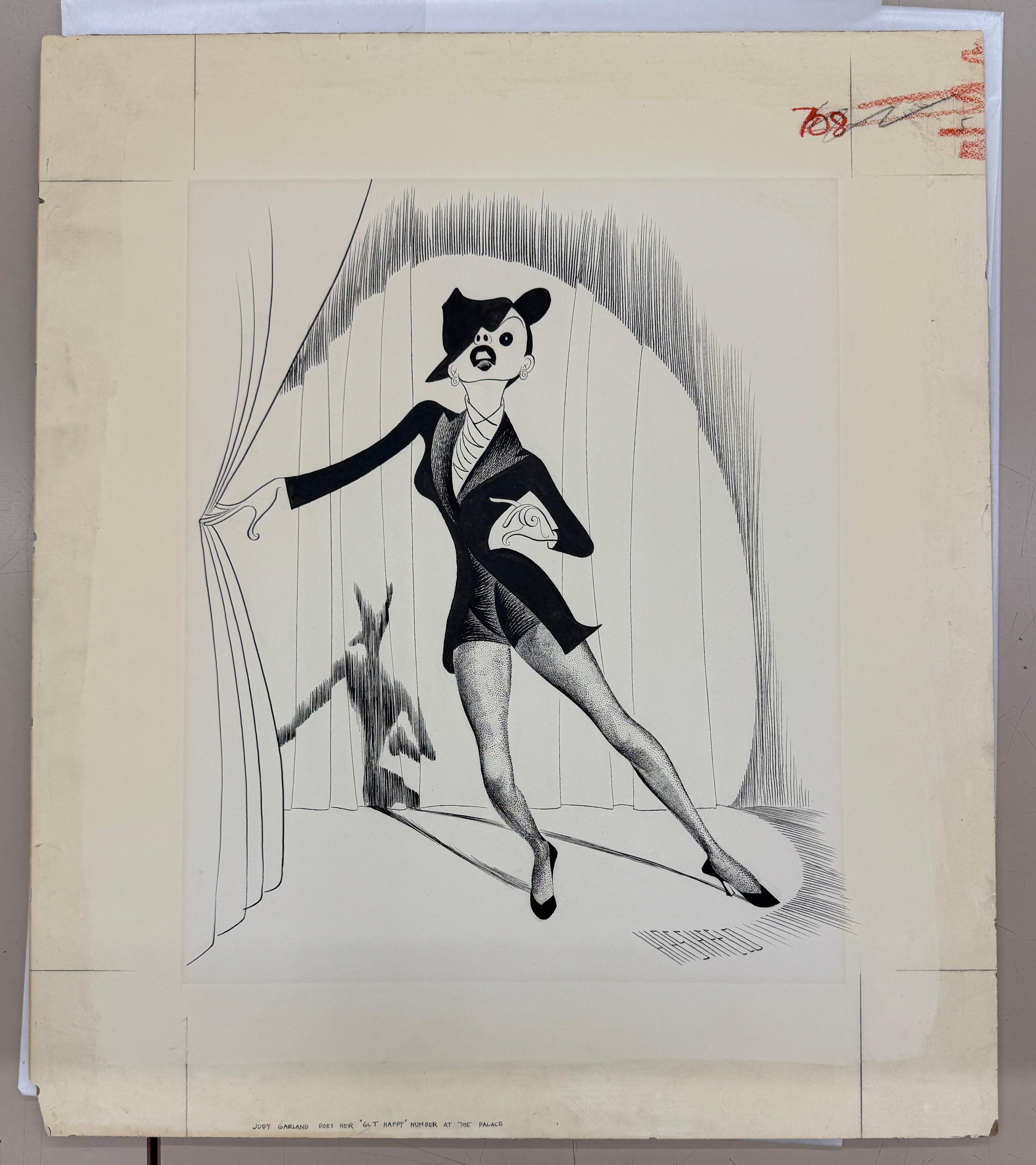 Original Judy Garland Get Happy Drawing. Legendary Star. Caricature. Not a Litho - Performance Art by Albert Al Hirschfeld