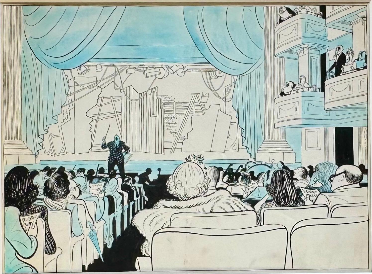 "Let's Make an Opera" Original Drawing NYT Published, Norman Del Mar Conducts