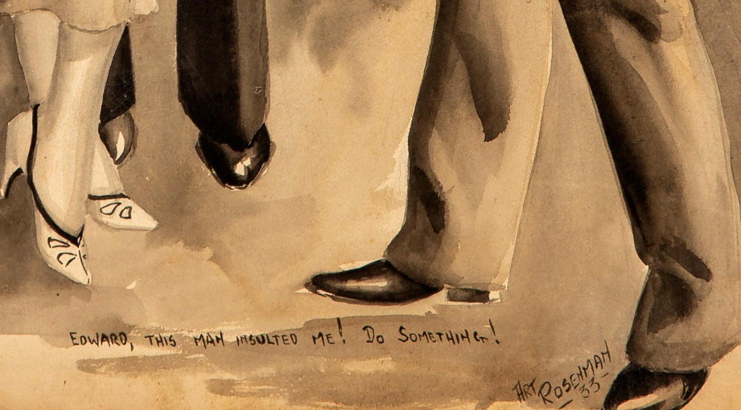 Amerikanischer Art Deco 20. Jahrhundert Modernismus Social Realism WPA-Ära Szene Pin-Up (Braun), Interior Art, von Arthur Rosenman Ross