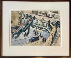 6th Avenue El at 8th St NYC Cityscape Scena americana Realismo sociale Mid-Century