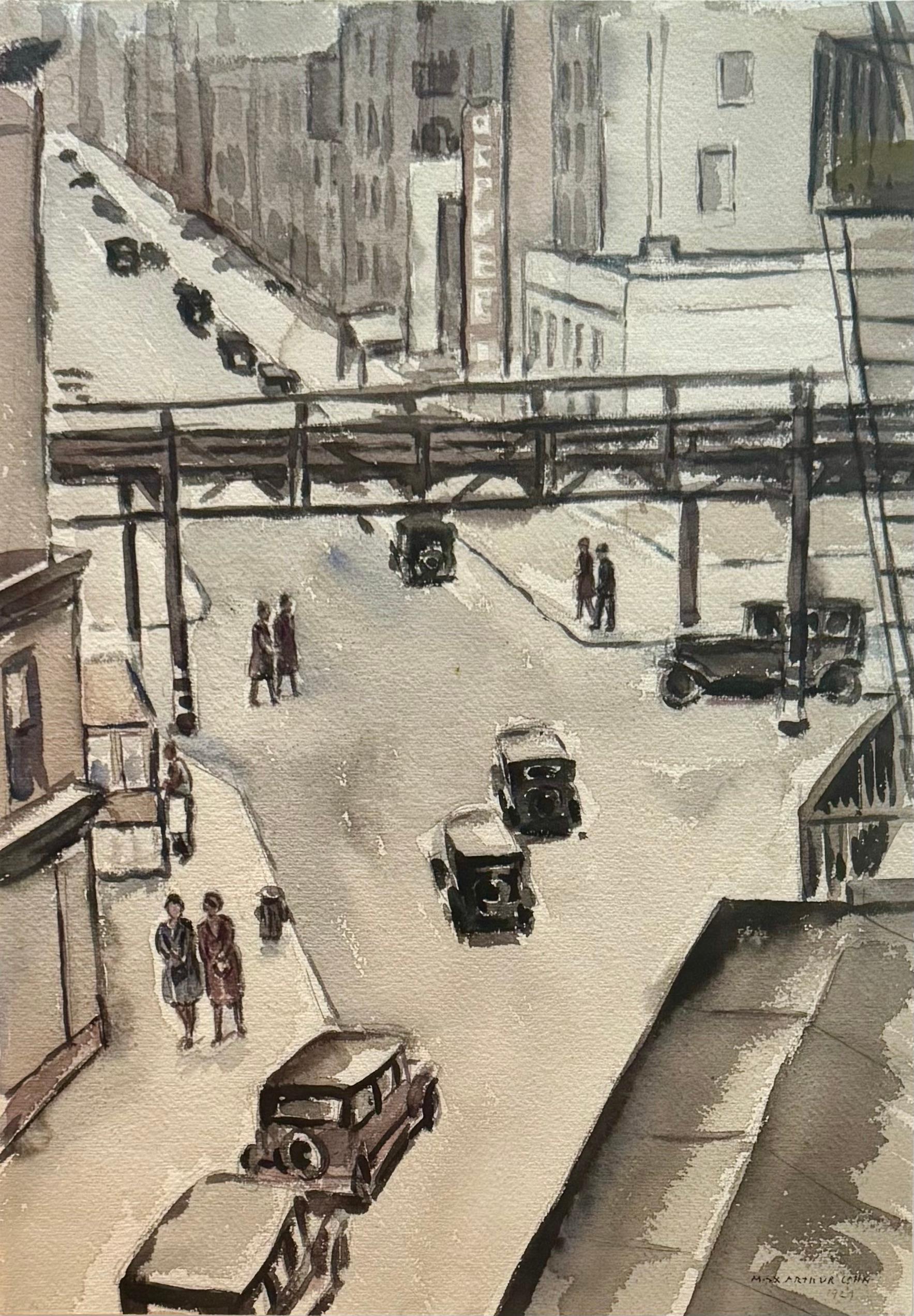 "6th Avenue El" Scena americana Realismo sociale metà del XX secolo Paesaggio urbano moderno