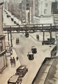 "6th Avenue El" Scena americana Realismo sociale metà del XX secolo Paesaggio urbano moderno